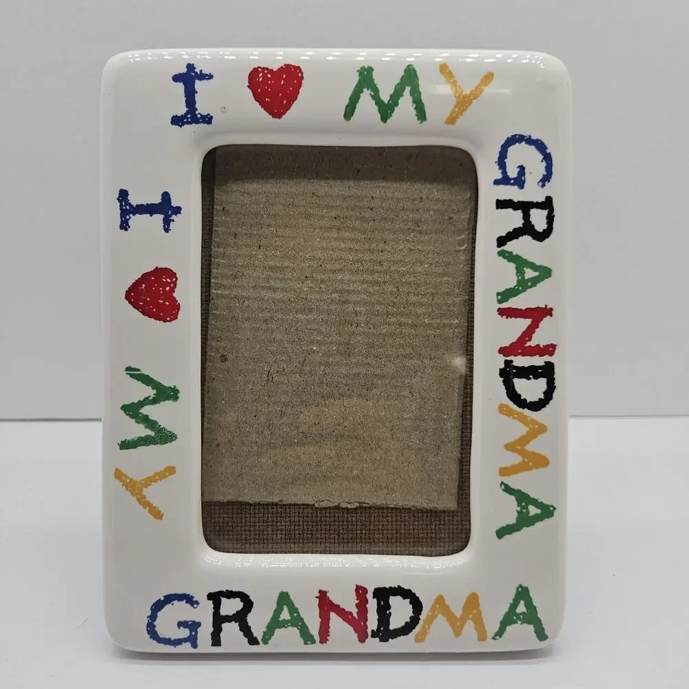 Vintage I Love My Grandma Colorful Ceramic Picture Frame Holds 4x6 Photo